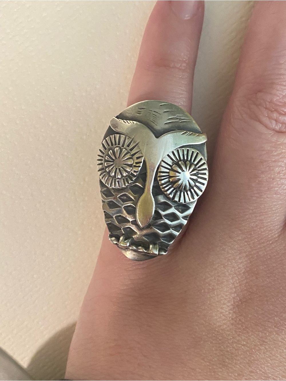 Handcrafted Sterling Silver Owl Statement Ring